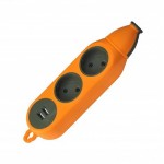 Колодка без заземления 2 гнезда + 2я с USB GISELT (G-1-2.77) каучук