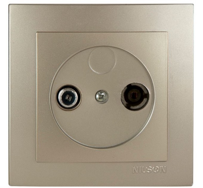 Розетка золото NILSON Touran TV SAT проходная (NS-24151036) 