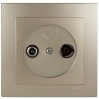 Розетка золото NILSON Touran TV SAT проходная (NS-24151036) 