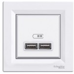 USB розетка Schneider Asfora 2 разъема Белая EPH2700221