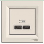 USB розетка Schneider Asfora 2 разъема Кремовая EPH2700223