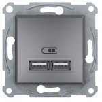 USB розетка Schneider Asfora 2 разъема Сталь EPH2700262