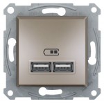 USB розетка Schneider Asfora 2 разъема Бронза EPH2700269