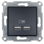 USB розетка Schneider Asfora 2 разъема Антрацит EPH2700271