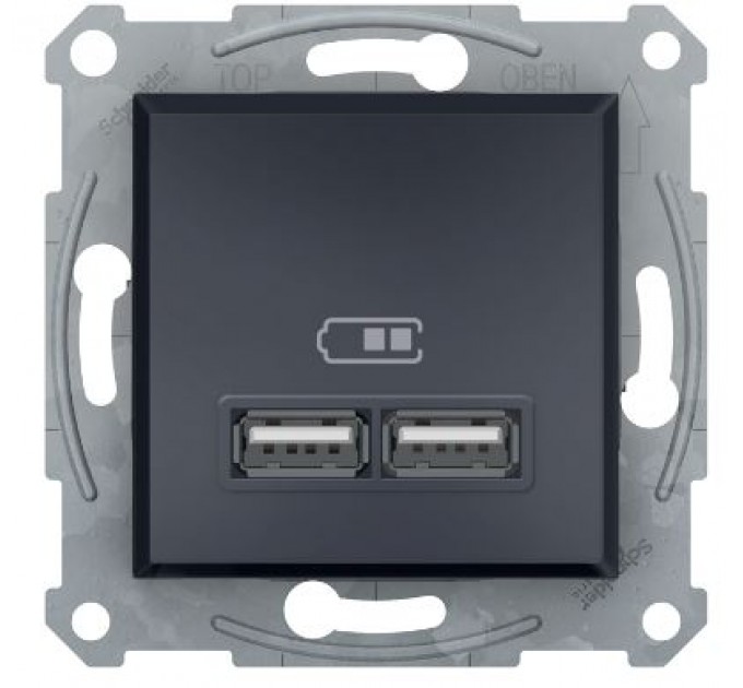 USB розетка IP20 Schneider Asfora EPH2700271 2 разъема антрацит