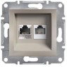 Розетка двойная RJ45+RJ12 Schneider Asfora Бронза EPH4900169
