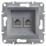 Розетка телефонная Schneider Asfora двойная Сталь EPH4200162
