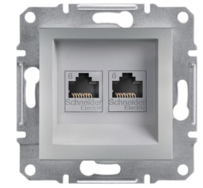 Розетка компьютерная Schneider Asfora EPH4800161 Алюминий двойная