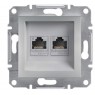 Розетка компьютерная Schneider Asfora двойная Алюминий EPH4800161