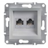 Розетка компьютерная Schneider Asfora EPH4800161 Алюминий двойная